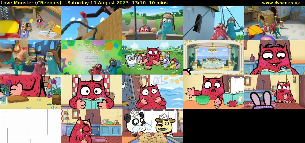 Love Monster (CBeebies) Saturday 19 August 2023 13:10 - 13:20