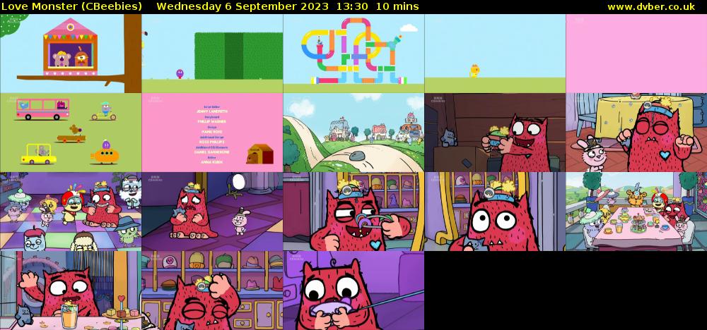 Love Monster (CBeebies) Wednesday 6 September 2023 13:30 - 13:40