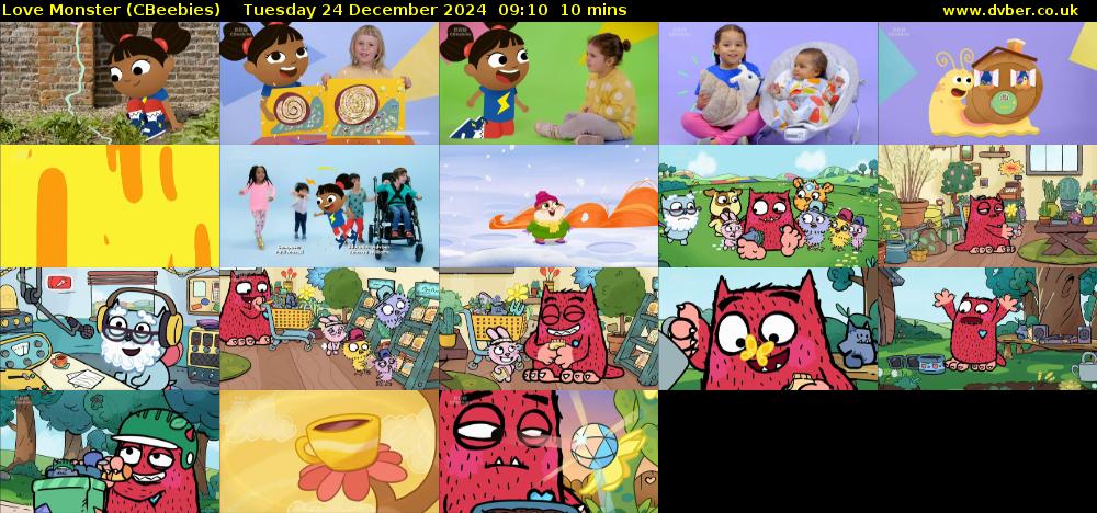 Love Monster (CBeebies) Tuesday 24 December 2024 09:10 - 09:20