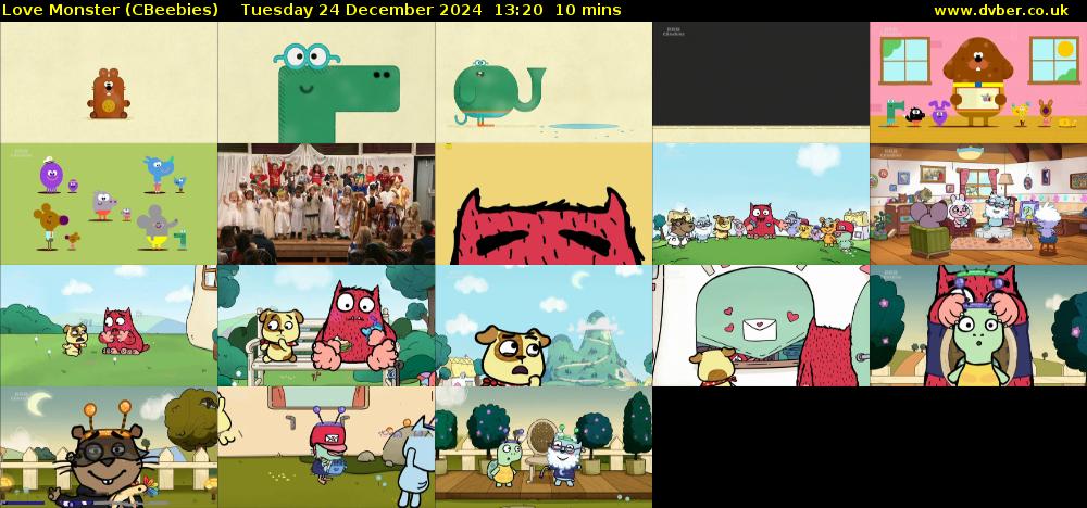 Love Monster (CBeebies) Tuesday 24 December 2024 13:20 - 13:30