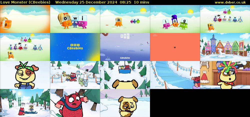 Love Monster (CBeebies) Wednesday 25 December 2024 08:25 - 08:35