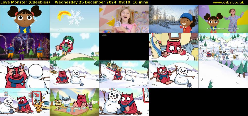 Love Monster (CBeebies) Wednesday 25 December 2024 09:10 - 09:20