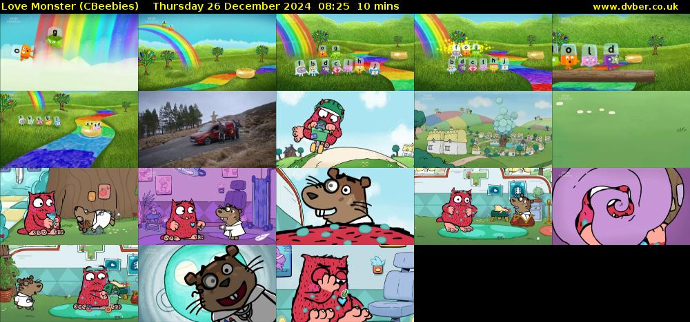 Love Monster (CBeebies) Thursday 26 December 2024 08:25 - 08:35