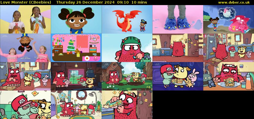 Love Monster (CBeebies) Thursday 26 December 2024 09:10 - 09:20