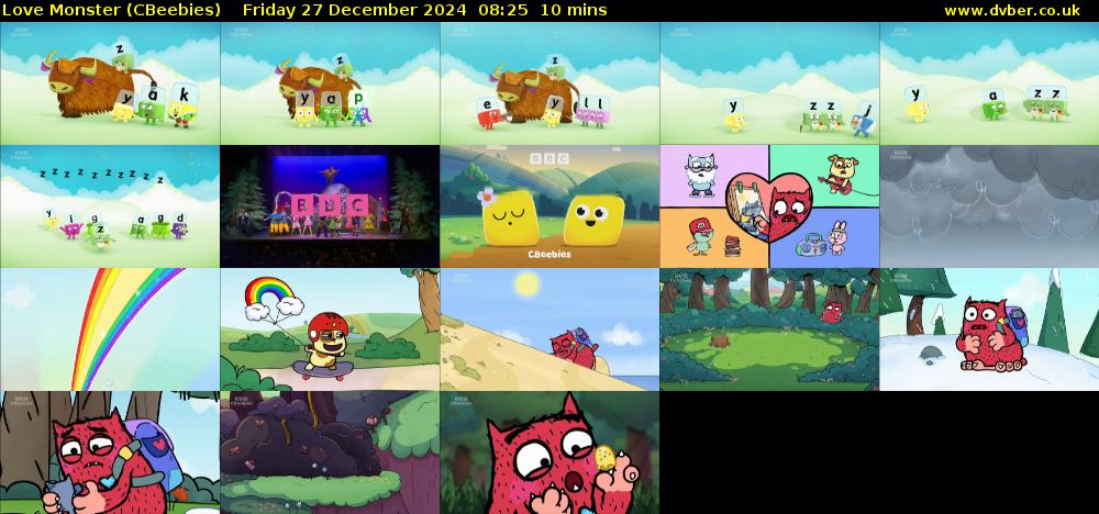 Love Monster (CBeebies) Friday 27 December 2024 08:25 - 08:35