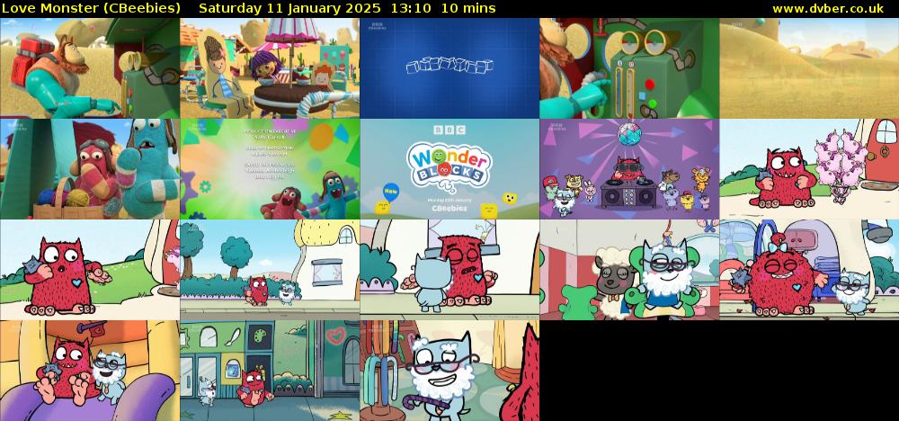 Love Monster (CBeebies) Saturday 11 January 2025 13:10 - 13:20