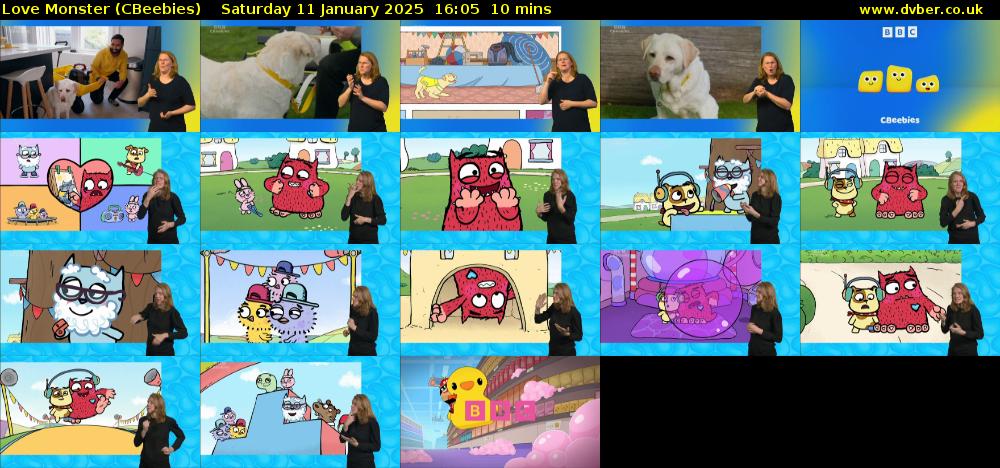 Love Monster (CBeebies) Saturday 11 January 2025 16:05 - 16:15