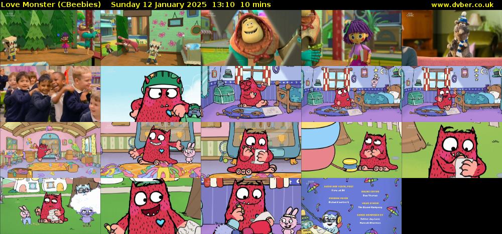Love Monster (CBeebies) Sunday 12 January 2025 13:10 - 13:20
