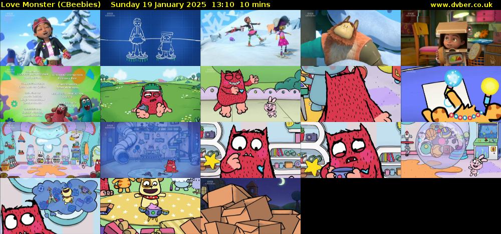 Love Monster (CBeebies) Sunday 19 January 2025 13:10 - 13:20