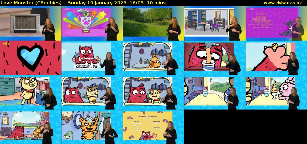Love Monster (CBeebies) Sunday 19 January 2025 16:05 - 16:15