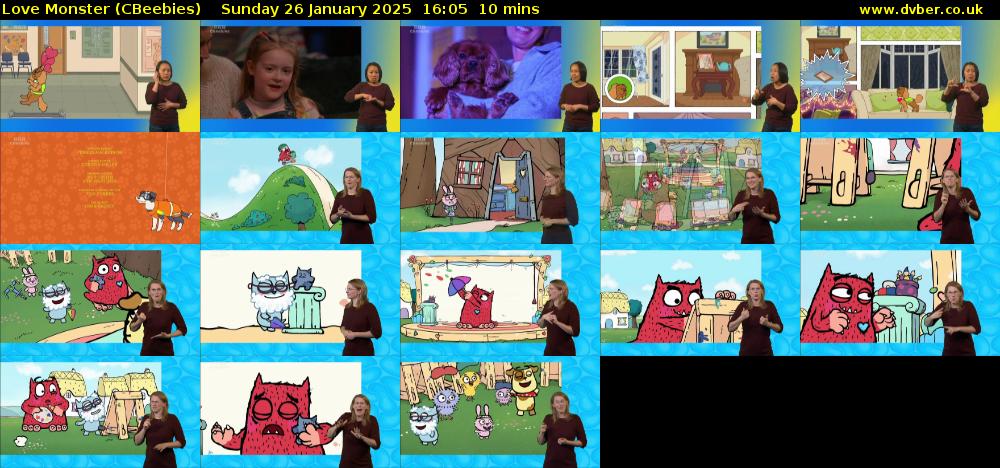 Love Monster (CBeebies) Sunday 26 January 2025 16:05 - 16:15