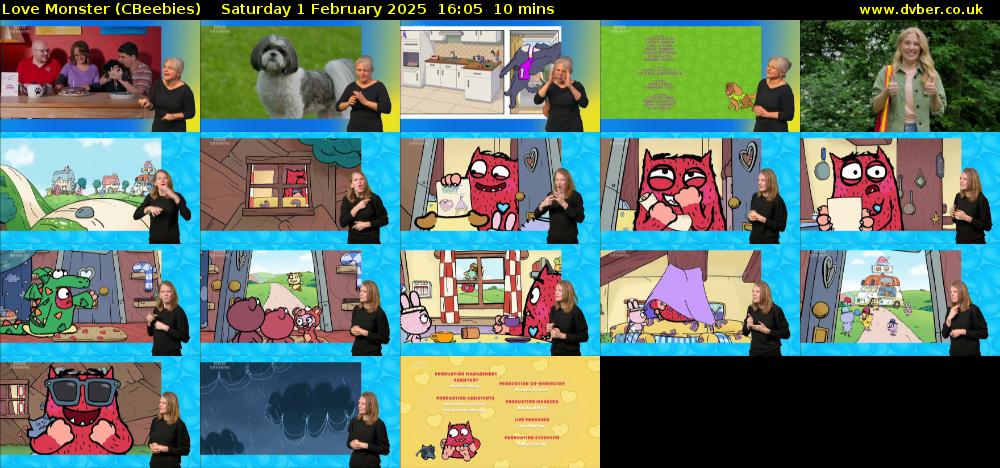 Love Monster (CBeebies) Saturday 1 February 2025 16:05 - 16:15