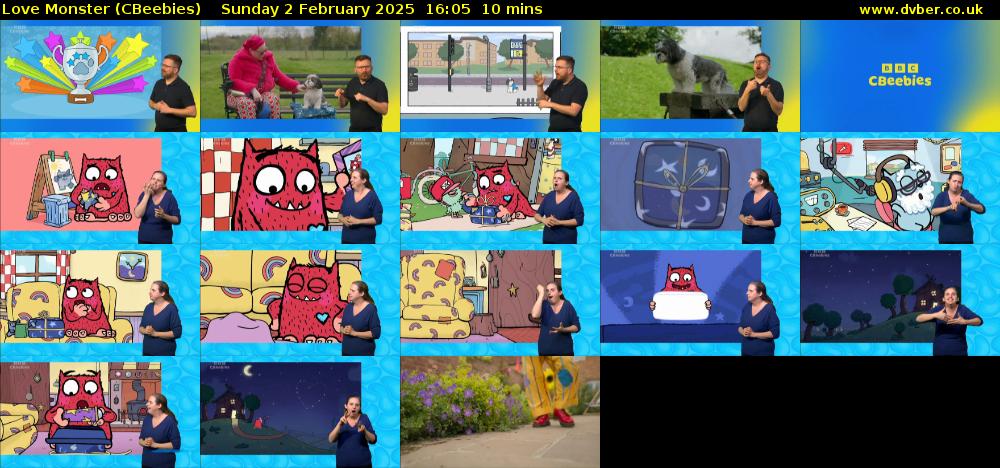 Love Monster (CBeebies) Sunday 2 February 2025 16:05 - 16:15