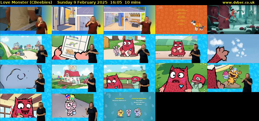 Love Monster (CBeebies) Sunday 9 February 2025 16:05 - 16:15