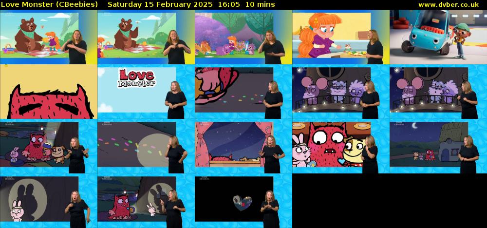 Love Monster (CBeebies) Saturday 15 February 2025 16:05 - 16:15