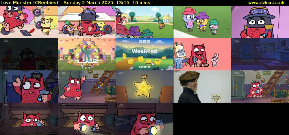 Love Monster (CBeebies) Sunday 2 March 2025 13:15 - 13:25