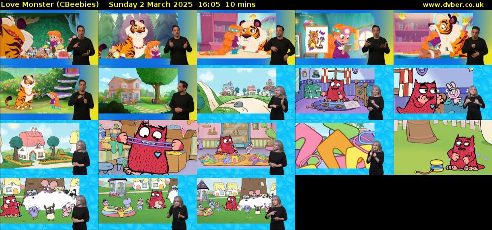 Love Monster (CBeebies) Sunday 2 March 2025 16:05 - 16:15