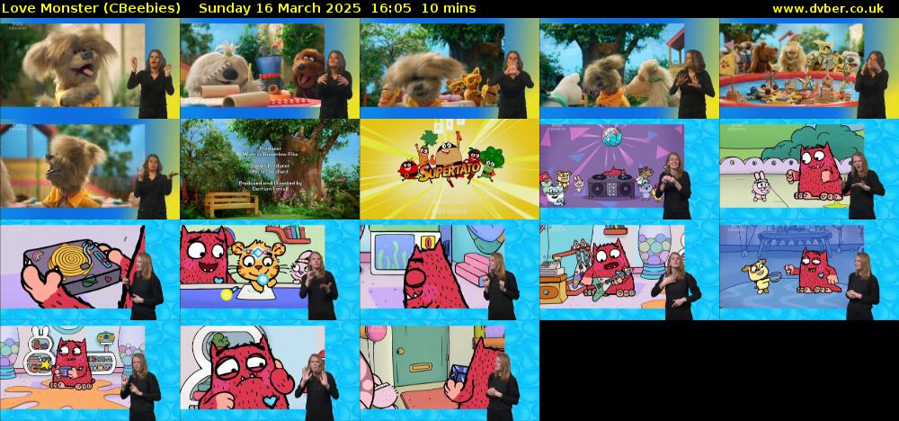 Love Monster (CBeebies) Sunday 16 March 2025 16:05 - 16:15