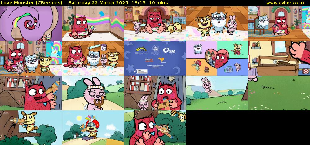 Love Monster (CBeebies) Saturday 22 March 2025 13:15 - 13:25