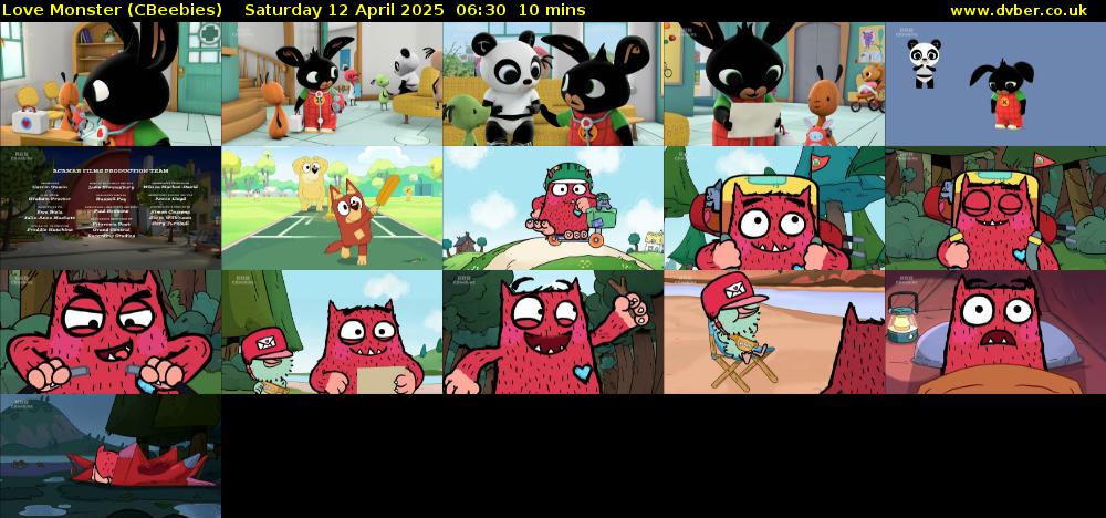 Love Monster (CBeebies) Saturday 12 April 2025 06:30 - 06:40