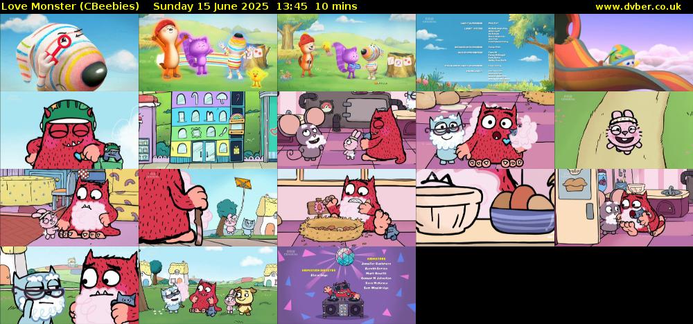Love Monster (CBeebies) Sunday 15 June 2025 13:45 - 13:55