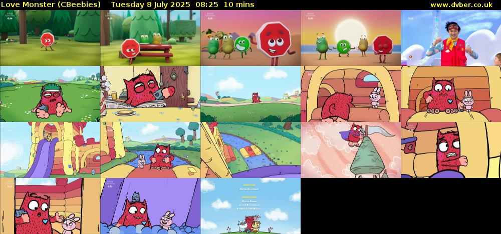 Love Monster (CBeebies) Tuesday 8 July 2025 08:25 - 08:35