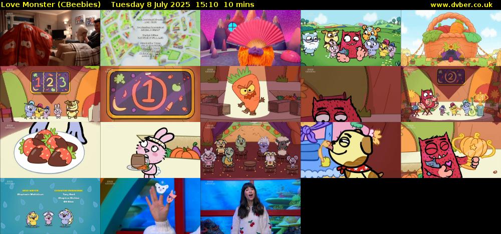 Love Monster (CBeebies) Tuesday 8 July 2025 15:10 - 15:20