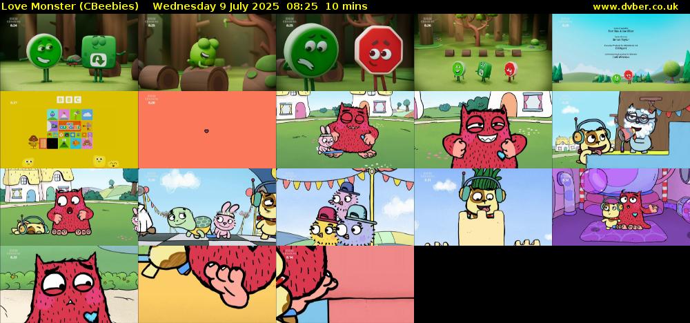 Love Monster (CBeebies) Wednesday 9 July 2025 08:25 - 08:35