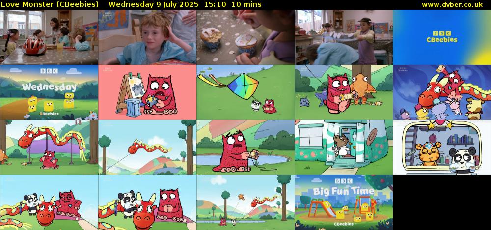 Love Monster (CBeebies) Wednesday 9 July 2025 15:10 - 15:20