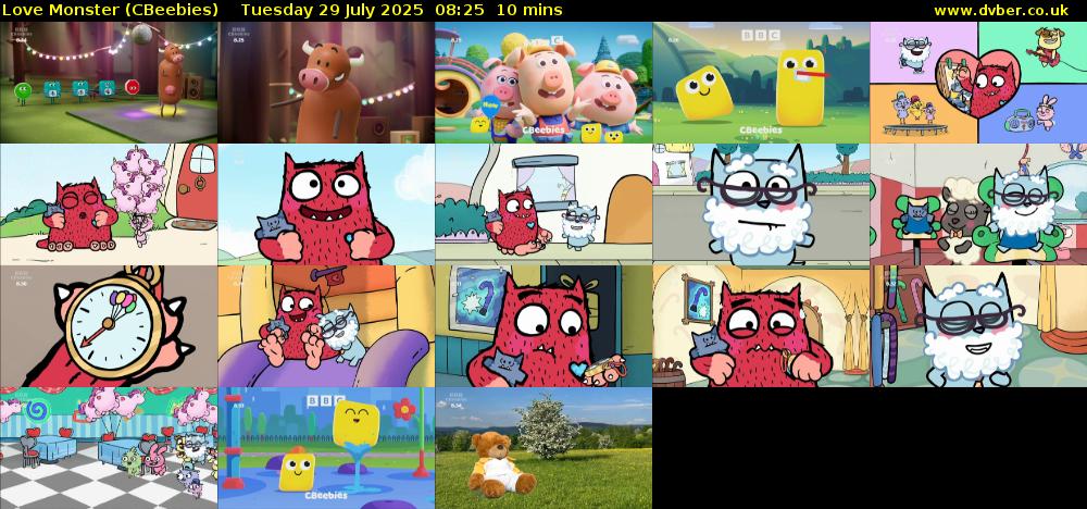 Love Monster (CBeebies) Tuesday 29 July 2025 08:25 - 08:35