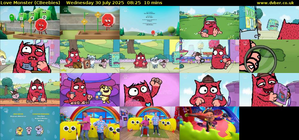 Love Monster (CBeebies) Wednesday 30 July 2025 08:25 - 08:35