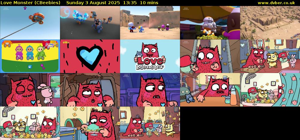 Love Monster (CBeebies) Sunday 3 August 2025 13:35 - 13:45