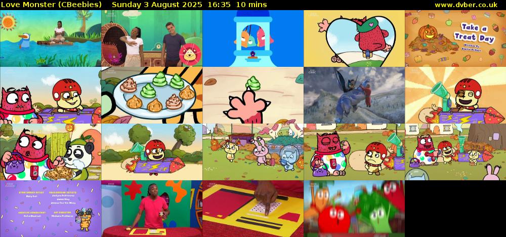 Love Monster (CBeebies) Sunday 3 August 2025 16:35 - 16:45