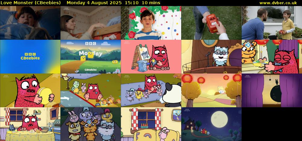 Love Monster (CBeebies) Monday 4 August 2025 15:10 - 15:20
