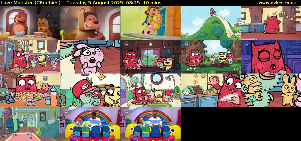 Love Monster (CBeebies) Tuesday 5 August 2025 08:25 - 08:35