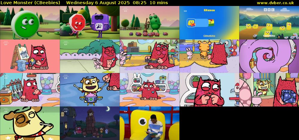 Love Monster (CBeebies) Wednesday 6 August 2025 08:25 - 08:35