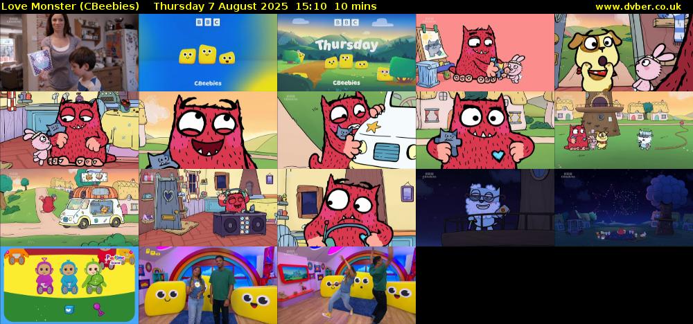 Love Monster (CBeebies) Thursday 7 August 2025 15:10 - 15:20