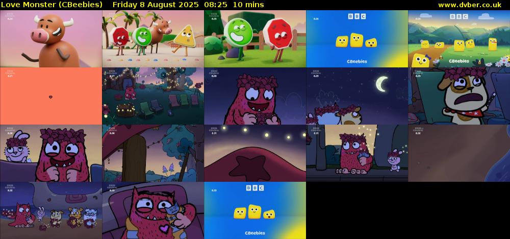 Love Monster (CBeebies) Friday 8 August 2025 08:25 - 08:35