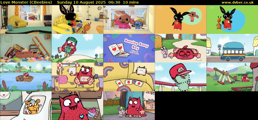 Love Monster (CBeebies) Sunday 10 August 2025 06:30 - 06:40