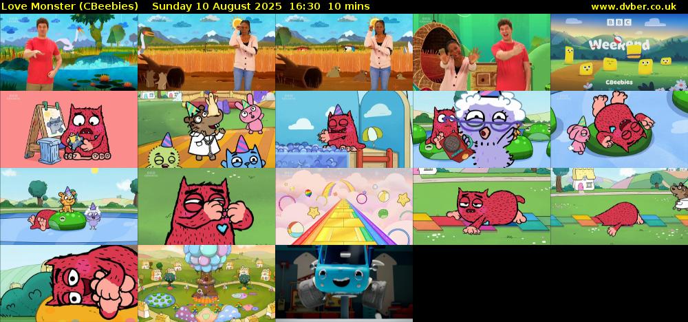 Love Monster (CBeebies) Sunday 10 August 2025 16:30 - 16:40