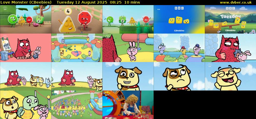 Love Monster (CBeebies) Tuesday 12 August 2025 08:25 - 08:35