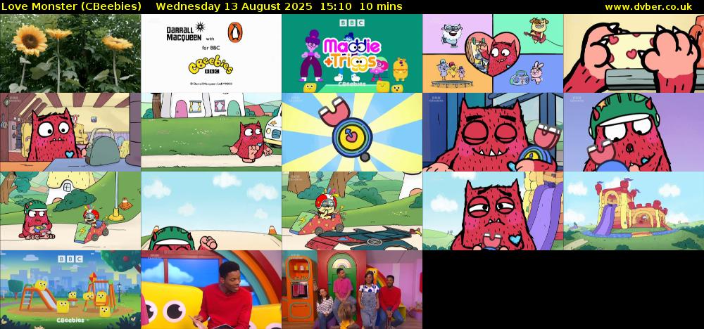 Love Monster (CBeebies) Wednesday 13 August 2025 15:10 - 15:20