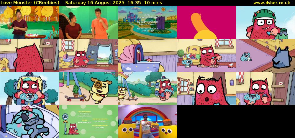 Love Monster (CBeebies) Saturday 16 August 2025 16:35 - 16:45