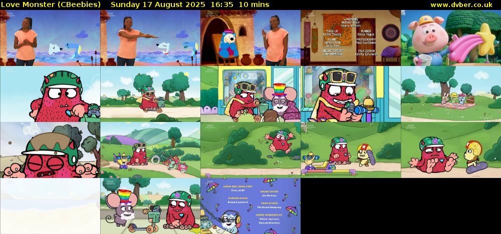 Love Monster (CBeebies) Sunday 17 August 2025 16:35 - 16:45