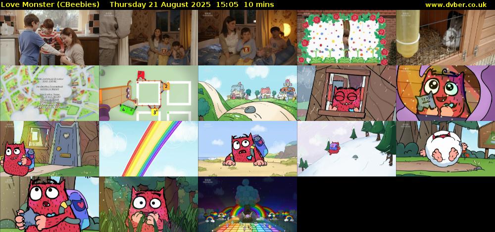 Love Monster (CBeebies) Thursday 21 August 2025 15:05 - 15:15