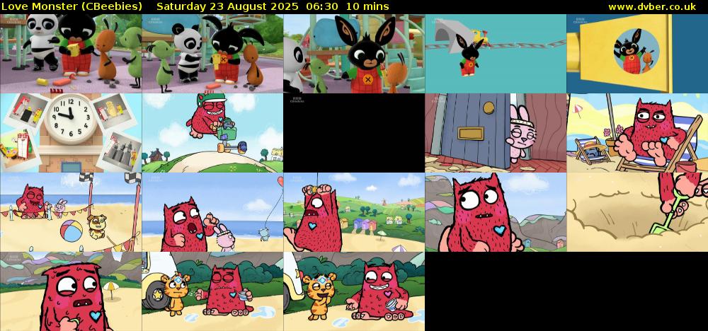 Love Monster (CBeebies) Saturday 23 August 2025 06:30 - 06:40