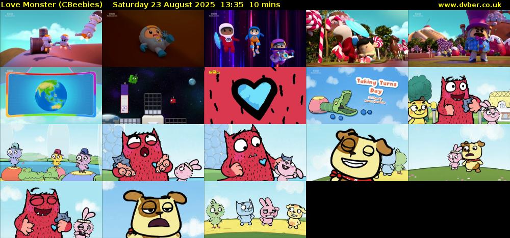 Love Monster (CBeebies) Saturday 23 August 2025 13:35 - 13:45