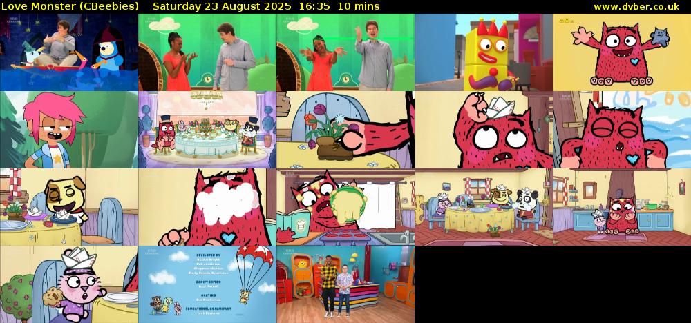 Love Monster (CBeebies) Saturday 23 August 2025 16:35 - 16:45