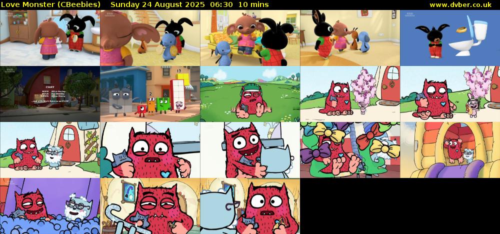 Love Monster (CBeebies) Sunday 24 August 2025 06:30 - 06:40