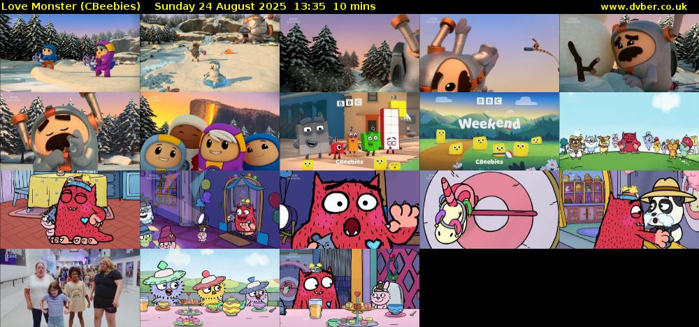 Love Monster (CBeebies) Sunday 24 August 2025 13:35 - 13:45